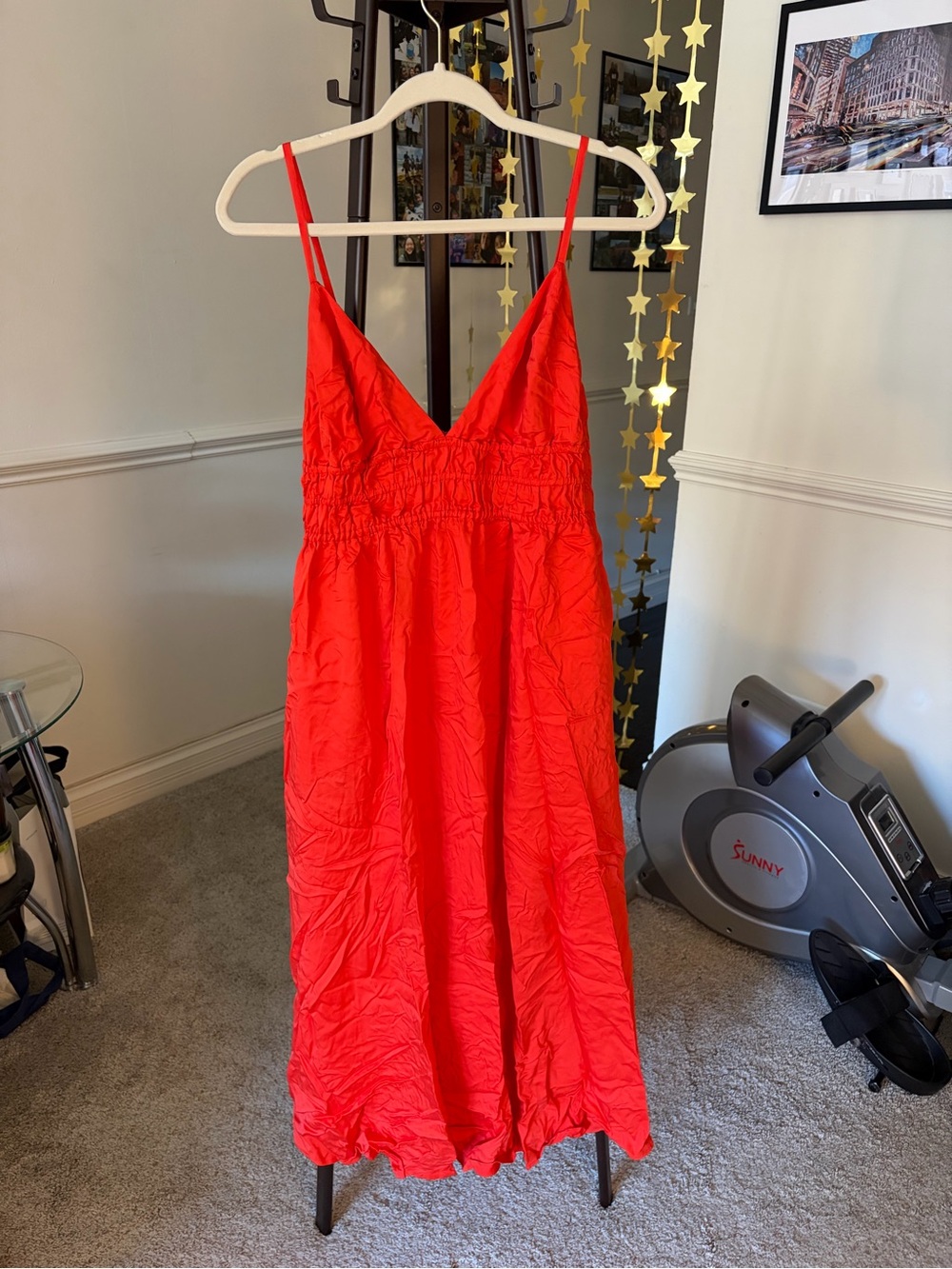 Aritzia Red V-Neck Dress with Spaghetti Straps